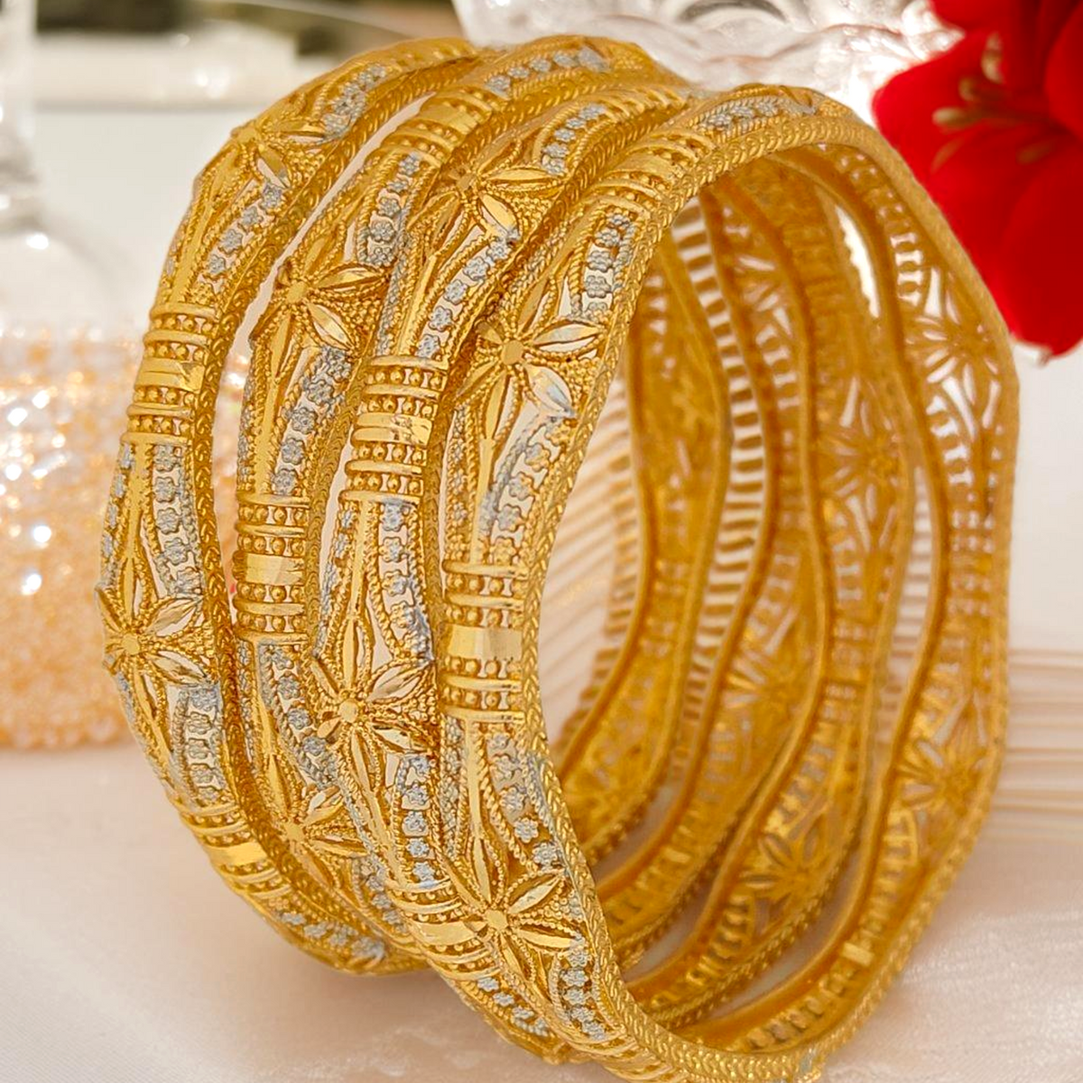 Jewels Kafe Gold Plated Bangle Set of