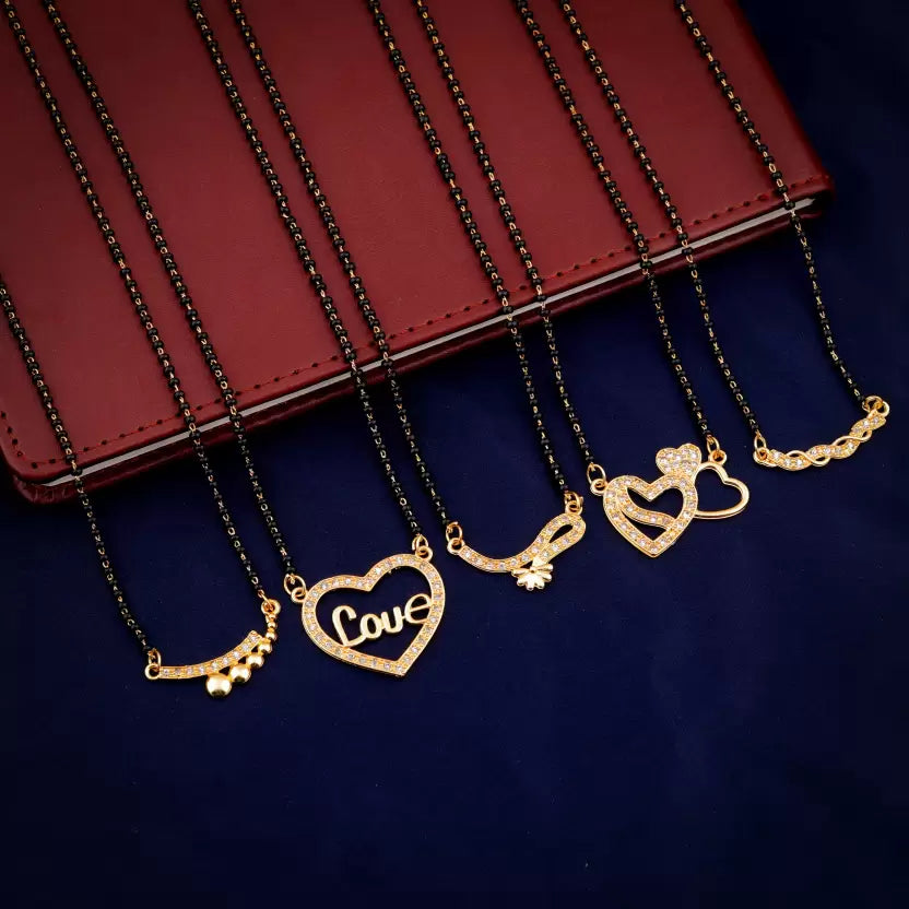 Jewels Kafe Combo of 5 Brass Mangalsutra For Women and Girls Secondary image