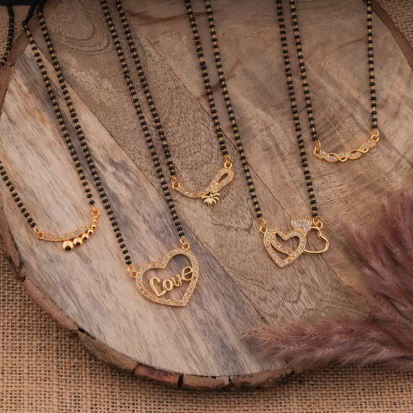 Jewels Kafe Combo of 5 Brass Mangalsutra For Women and Girls