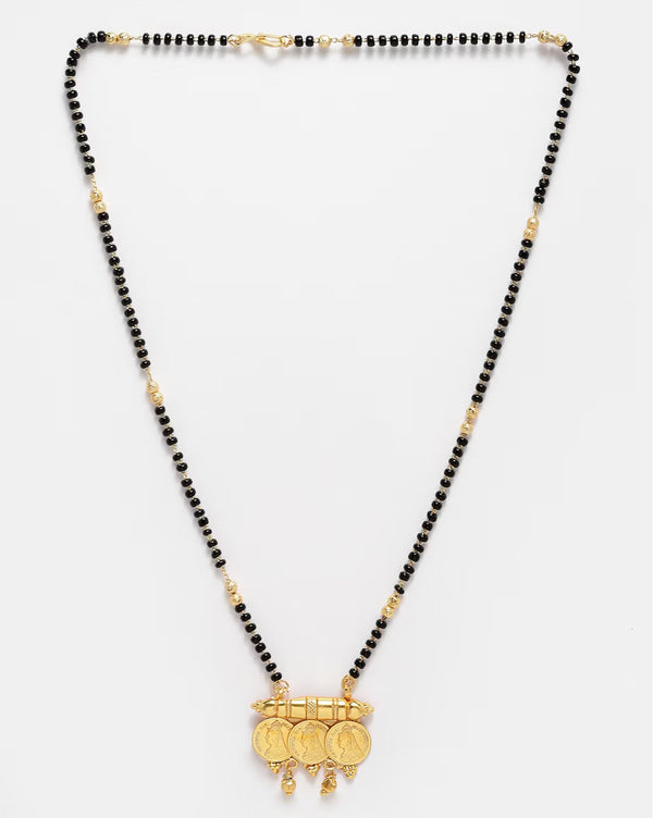 Jewels Kafe Jewellery Gold Plated Black Beads Coin Mangalsutra for women