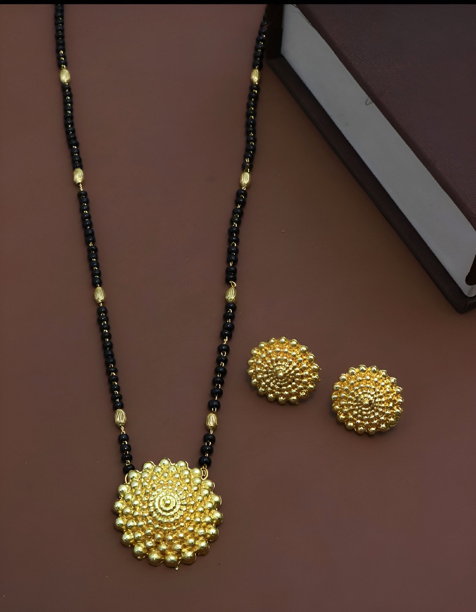 Jewels Kafe Jewellery One gram gold plated Mangalsutra set with Earrings for women Secondary image