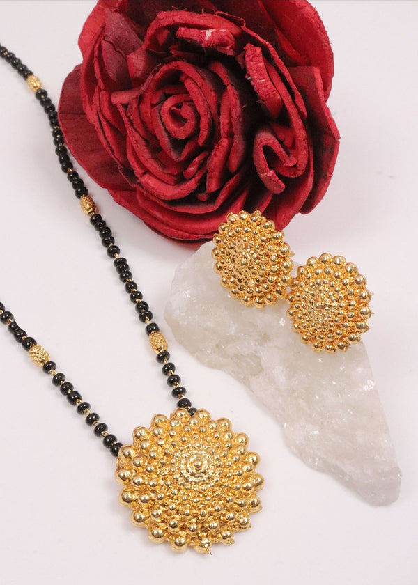 Jewels Kafe Jewellery One gram gold plated Mangalsutra set with Earrings for women