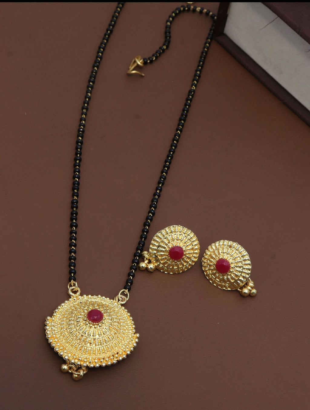 Jewels Kafe Jewellery One gram gold plated Mangalsutra set with Earrings for women