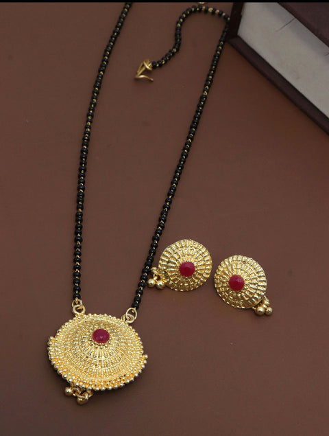 Jewels Kafe Jewellery One gram gold plated Mangalsutra set with Earrings for women Jewels Kafe