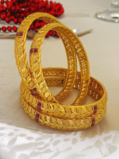 Jewels Kafe Gold Plated Bangle Set of 4 Jewels Kafe