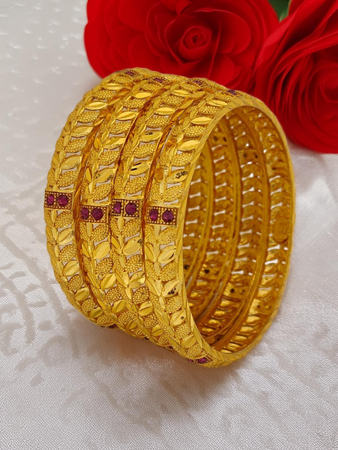 Jewels Kafe Gold Plated Bangle Set of 4 Jewels Kafe