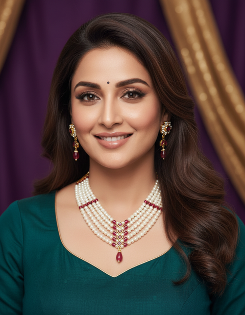 Jewels Kafe Rani A.D. Pearl Layered Necklace Set