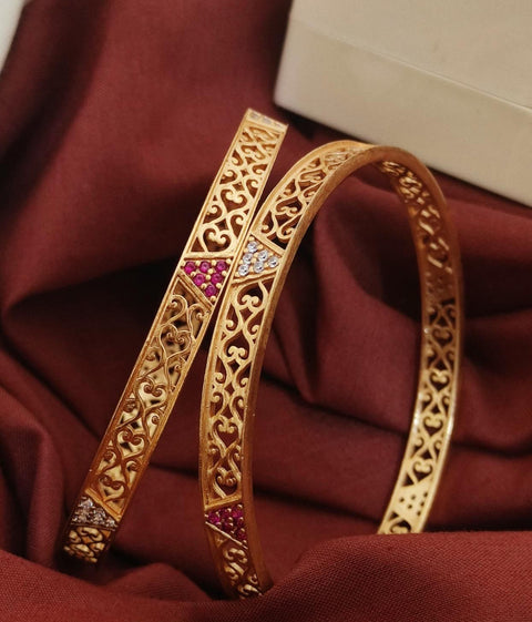Jewels Kafe Gold Plated Bangle Set of 2 2.8