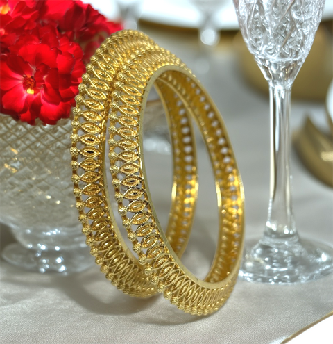 Jewels Kafe Gold Plated Bangle Set of 2 Jewels Kafe