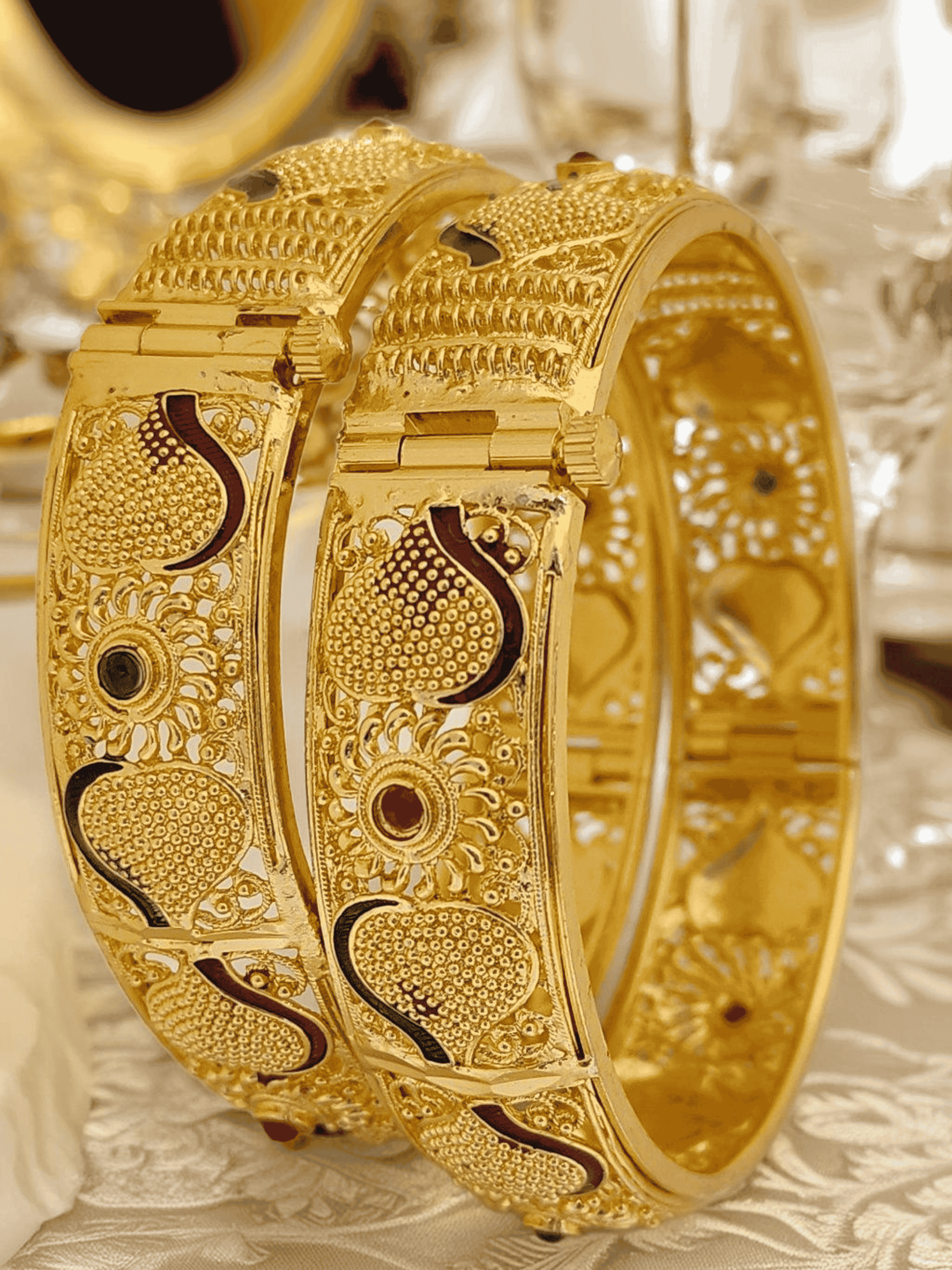 Jewels Kafe Gold Plated Bangle/Kada Set (Pack of 2)