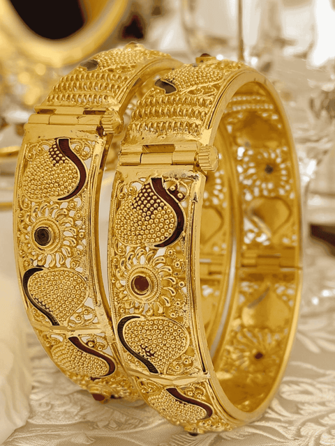 Jewels Kafe Gold Plated Bangle/Kada Set (Pack of 2)