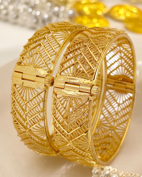 Jewels Kafe One Gram Gold Plated Bangle/Kada Set (Pack of 2) Jewels Kafe
