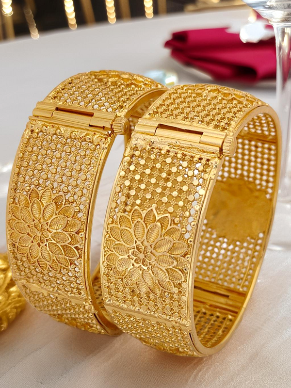 Jewels Kafe One Gram Gold Plated Bangle/Kada Set (Pack of 2)
