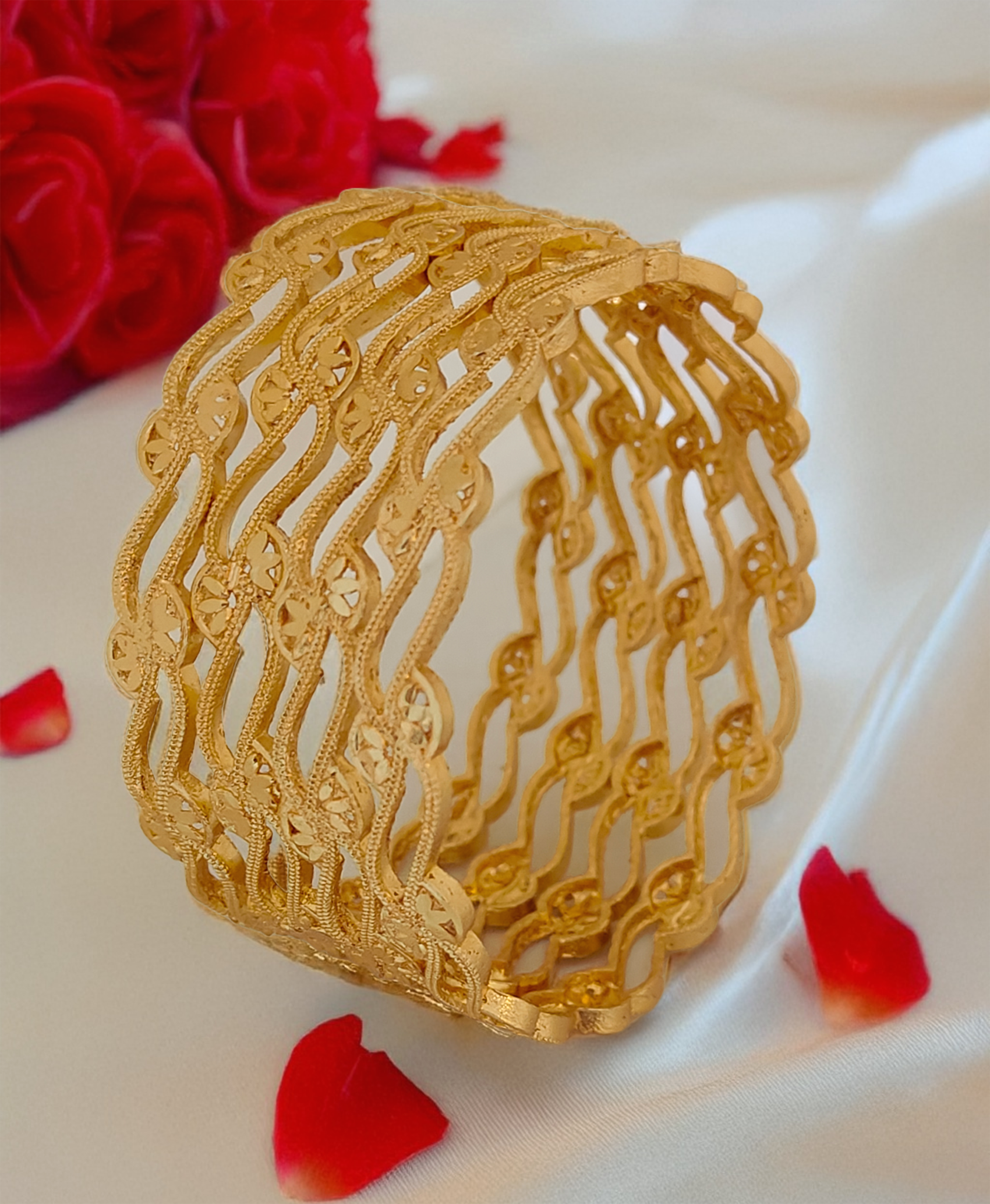 Jewels Kafe Gold Plated Bangle Set of 4 2.10