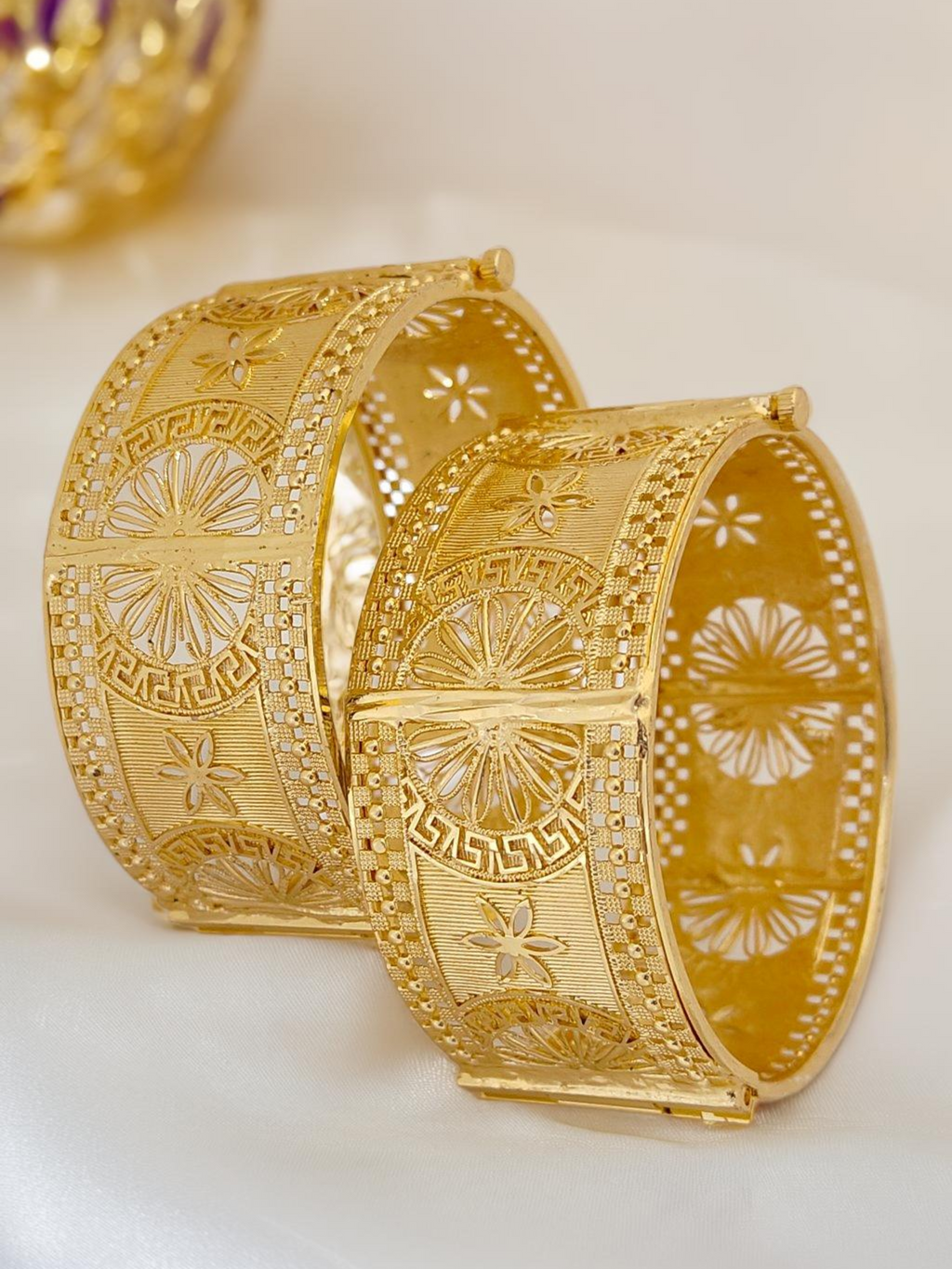 Jewels Kafe One Gram Gold Plated Bangle/Kada Set (Pack of 2)