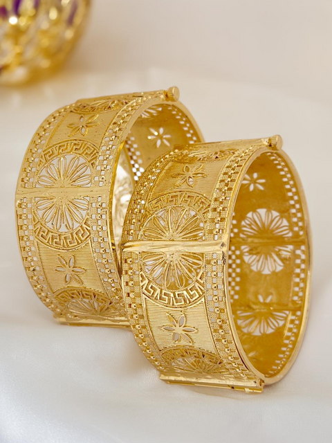 Jewels Kafe One Gram Gold Plated Bangle/Kada Set (Pack of 2)