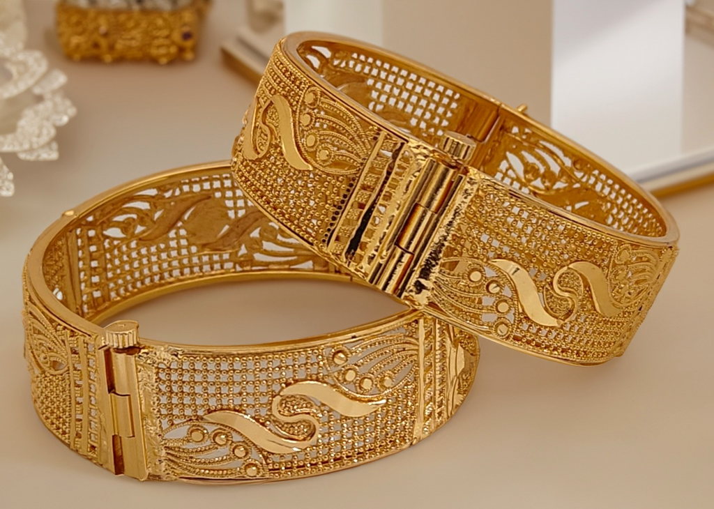 Jewels Kafe One Gram Gold Plated Bangle/Kada Set (Pack of 2)