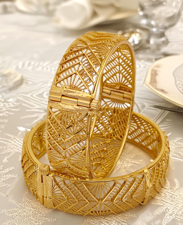 Jewels Kafe One Gram Gold Plated Bangle/Kada Set (Pack of 2)