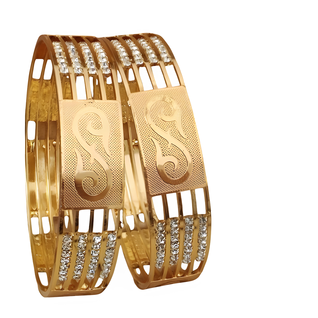 Jewels Kafe Gold Plated Bangle Set of 2 2.10