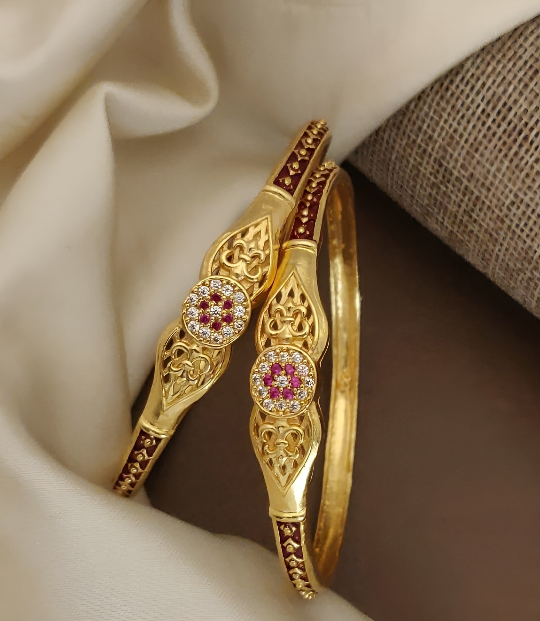 Jewels Kafe Gold Plated Bangle Set of 2 2.8