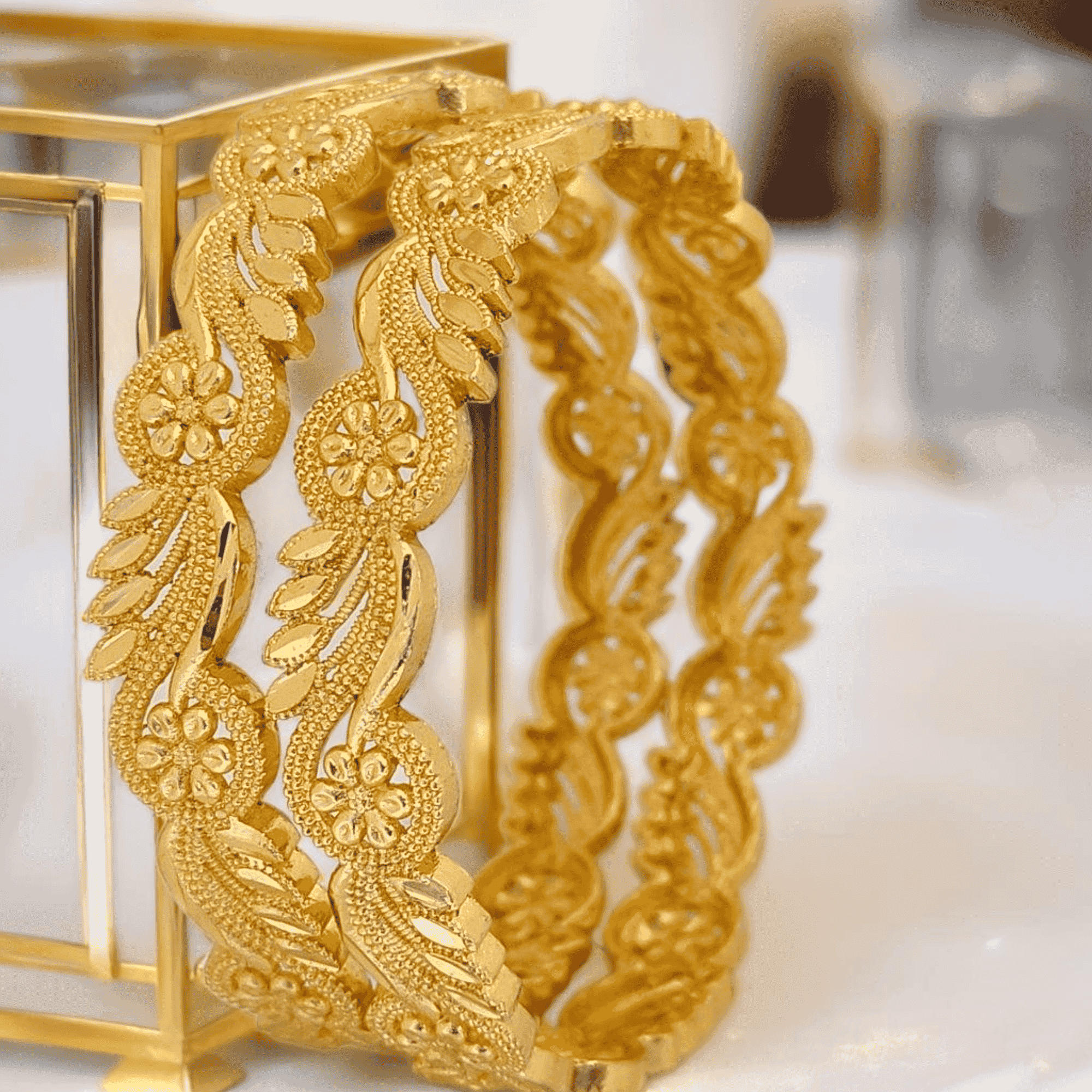 Jewels Kafe Anti-Tarnish Gold Plated Bangle Set