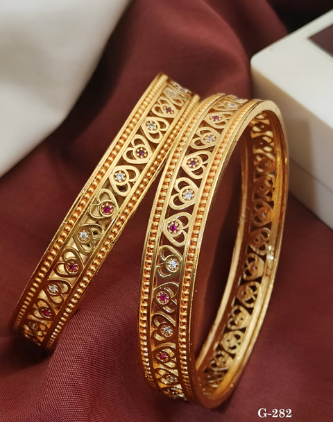 Jewels Kafe Gold Plated Bangle Set of 2 2.8