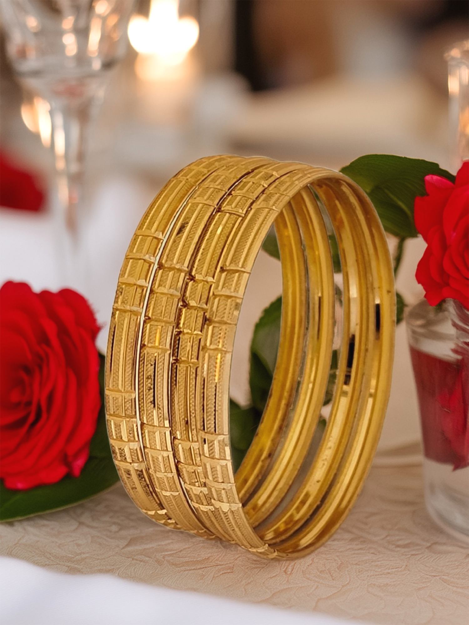 Jewels Kafe Anti-Tarnish Gold Plated Bangle Set of 4 2.8