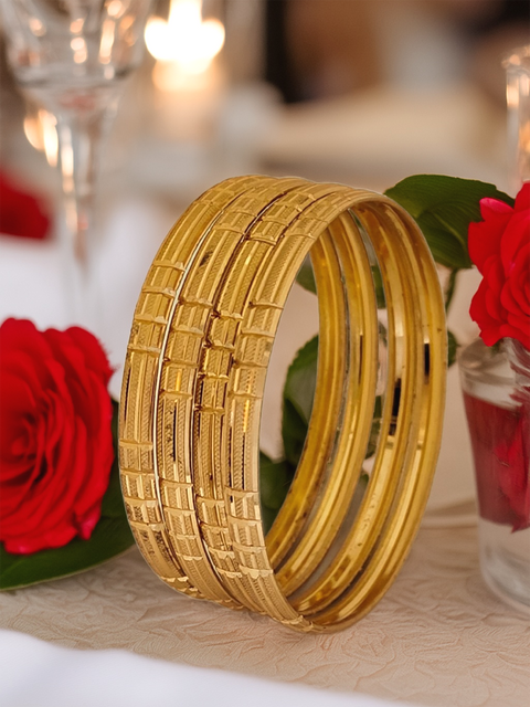 Jewels Kafe Anti-Tarnish Gold Plated Bangle Set of 4 Jewels Kafe