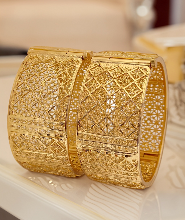 Jewels Kafe One Gram Gold Plated Bangle/Kada Set (Pack of 2)