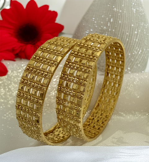 Jewels Kafe Gold Plated Bangle/Kada Set (Pack of 2)