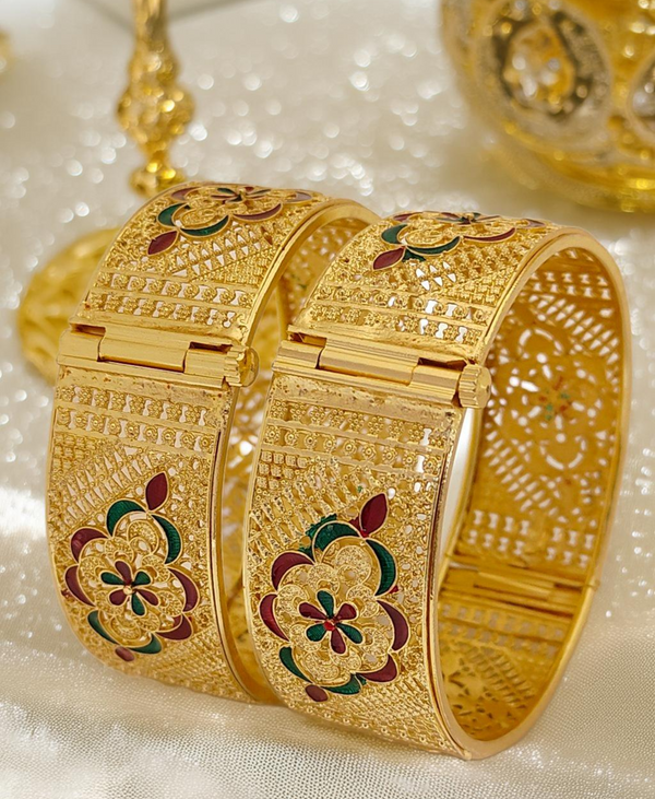 Jewels Kafe Gold Plated Bangle/Kada Set (Pack of 2)