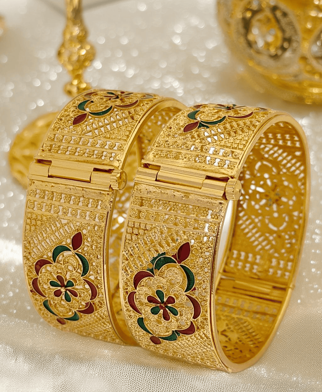 Jewels Kafe Gold Plated Bangle/Kada Set (Pack of 2) 2.10