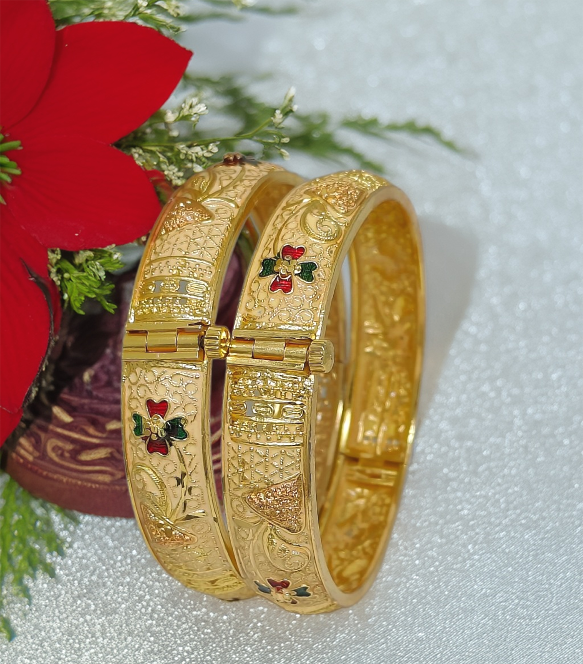 Jewels Kafe Gold Plated Bangle/Kada Set (Pack of 2)