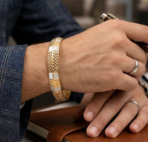 Jewels Kafe Anti-Tarnish Gold Plated Mens Kada 2.18