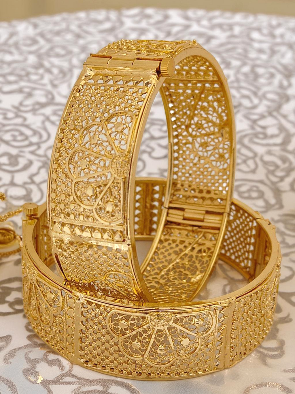 Jewels Kafe One Gram Gold Plated Bangle/Kada Set (Pack of 2)
