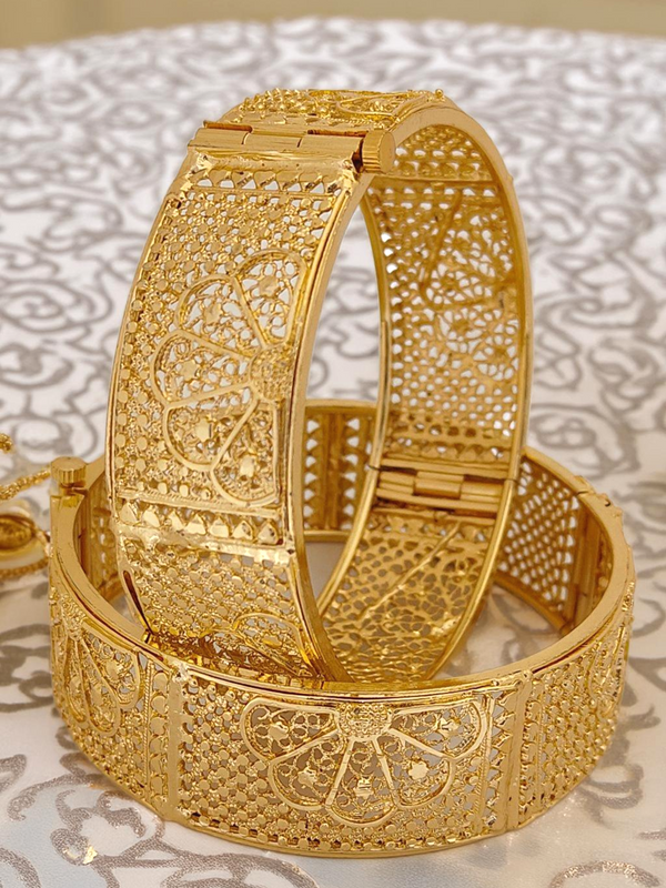 Jewels Kafe One Gram Gold Plated Bangle/Kada Set (Pack of 2)