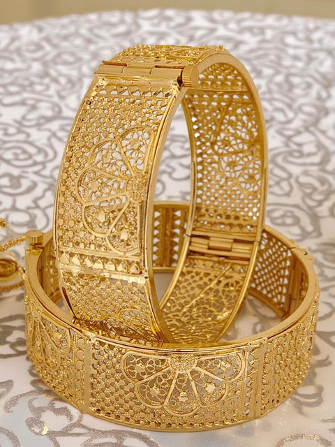 Jewels Kafe One Gram Gold Plated Bangle/Kada Set (Pack of 2)