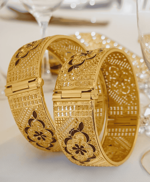 Jewels Kafe Gold Plated Bangle/Kada Set (Pack of 2) 2.8