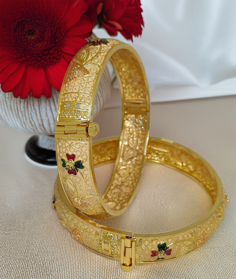 Jewels Kafe Gold Plated Bangle/Kada Set (Pack of 2)