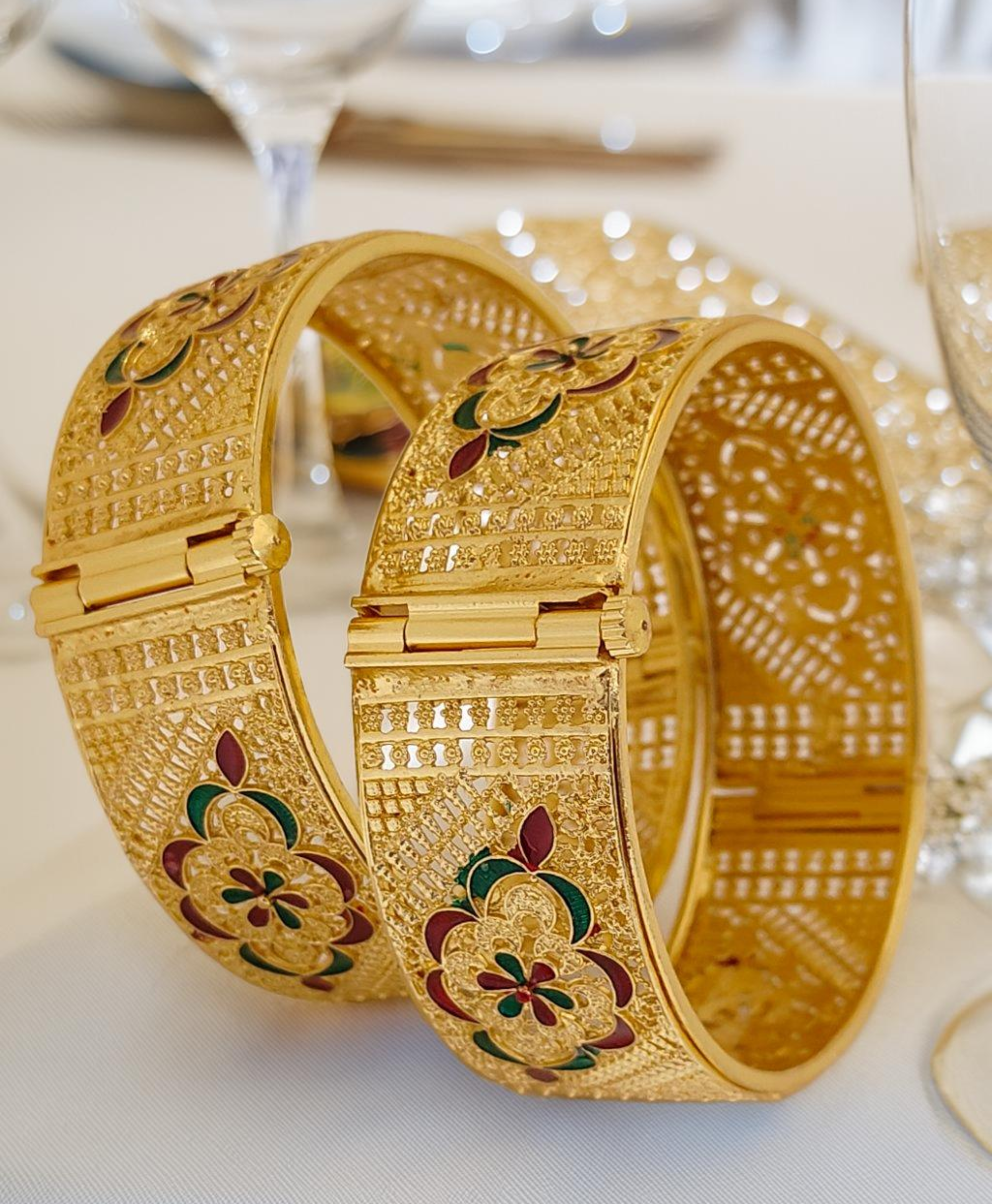 Jewels Kafe Gold Plated Bangle/Kada Set (Pack of 2) 2.2