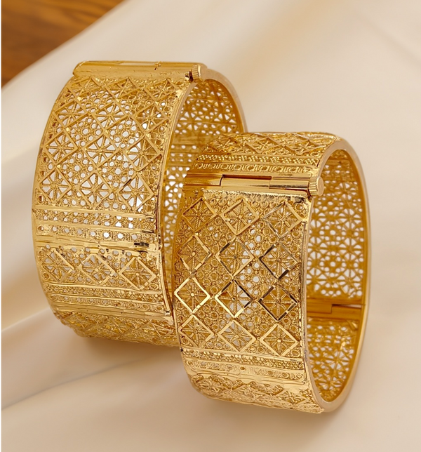 Jewels Kafe One Gram Gold Plated Bangle/Kada Set (Pack of 2)
