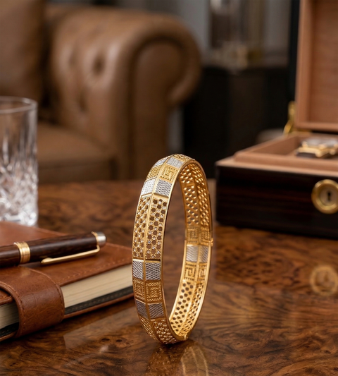 Jewels Kafe Anti-Tarnish Gold Plated Mens Kada