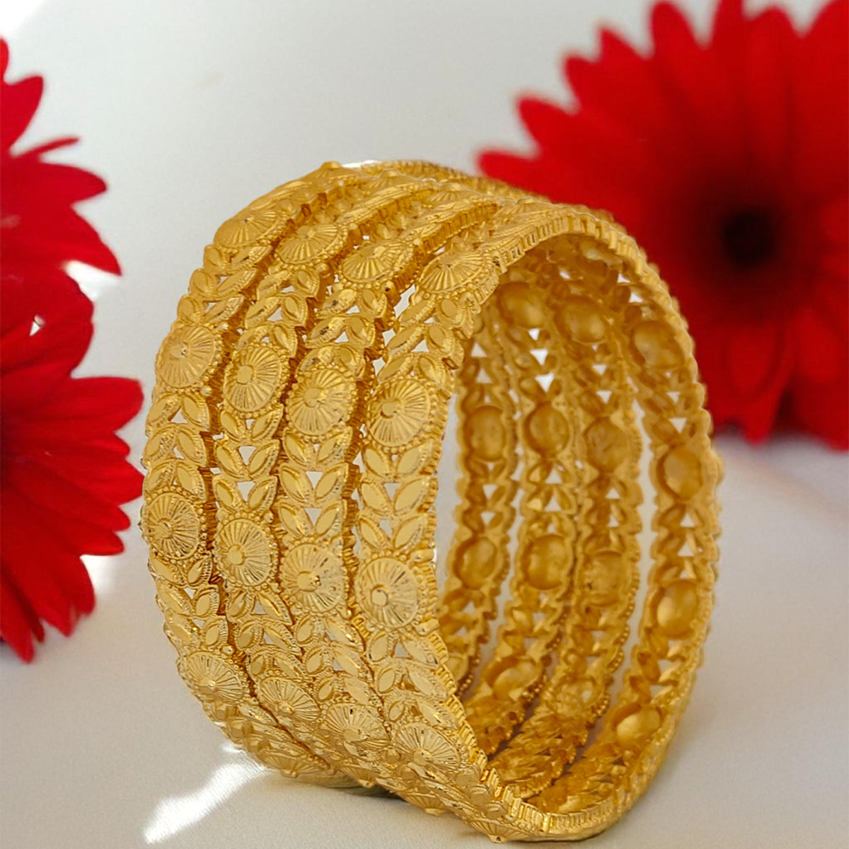 Jewels Kafe Gold Plated Bangle Set of 4 2.10 Main image