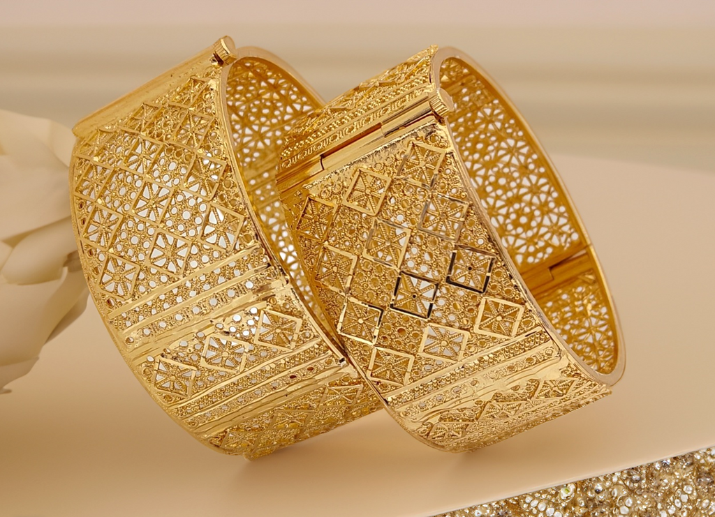 Jewels Kafe One Gram Gold Plated Bangle/Kada Set (Pack of 2)