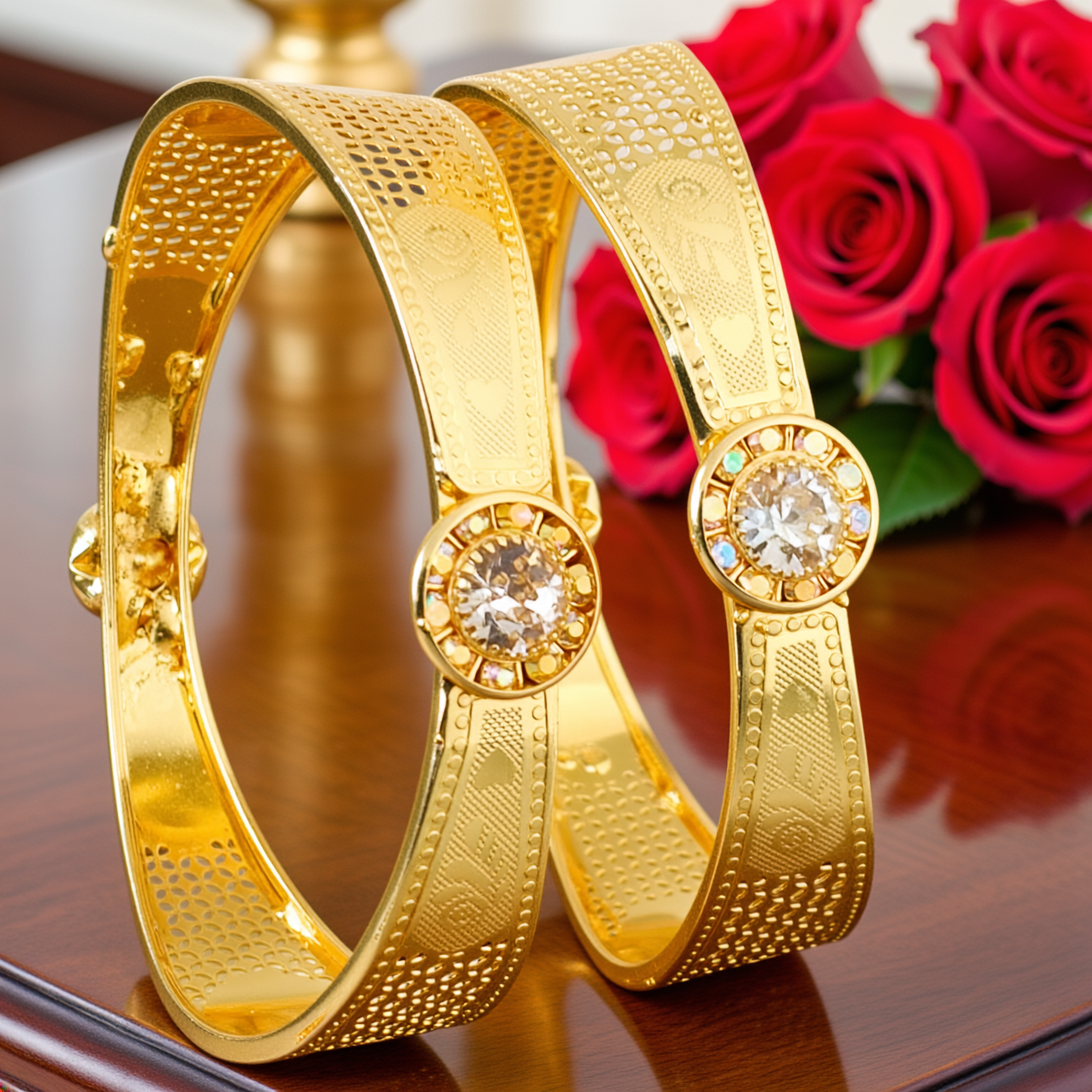 Jewels Kafe Gold Plated Bangle Set of 2 Secondary image