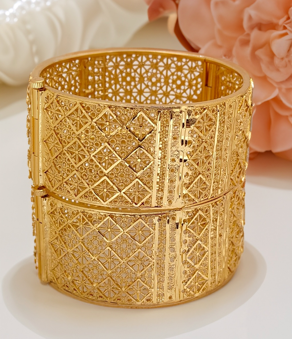 Jewels Kafe One Gram Gold Plated Bangle/Kada Set (Pack of 2)