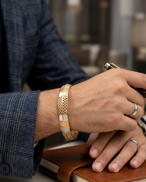 Jewels Kafe Anti-Tarnish Gold Plated Mens Kada