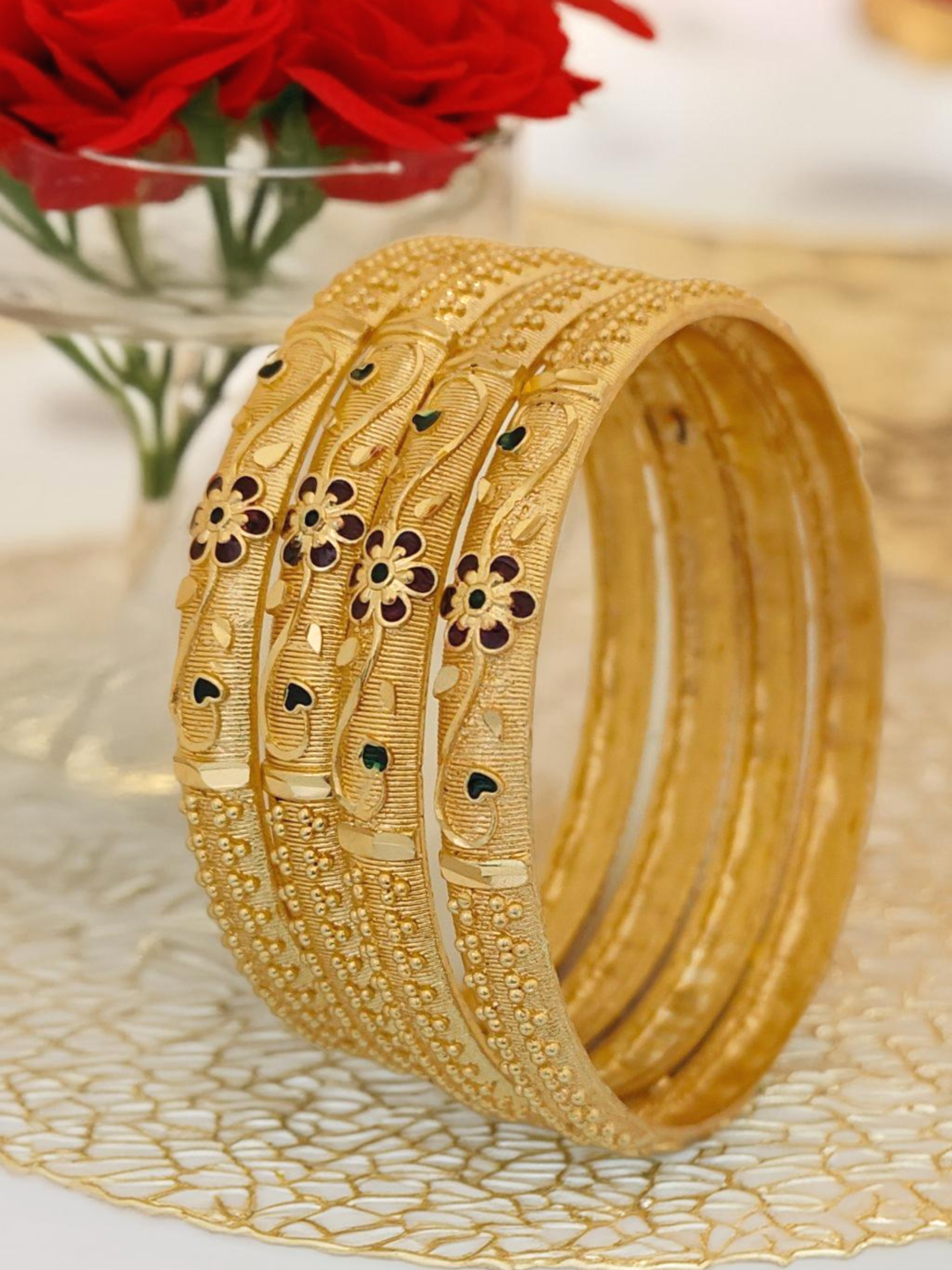 Jewels Kafe Gold Plated Bangle Set of 4 2.10