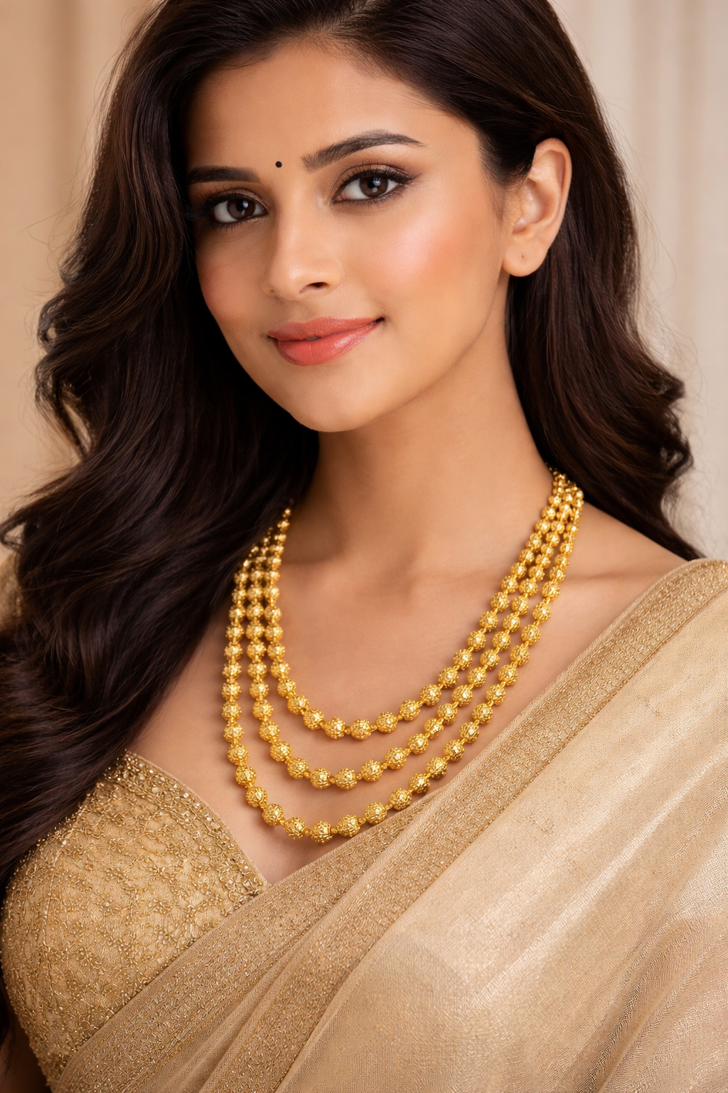 Jewels Kafe Elegant 3-Layer Gold Finish Mala for Women Main image