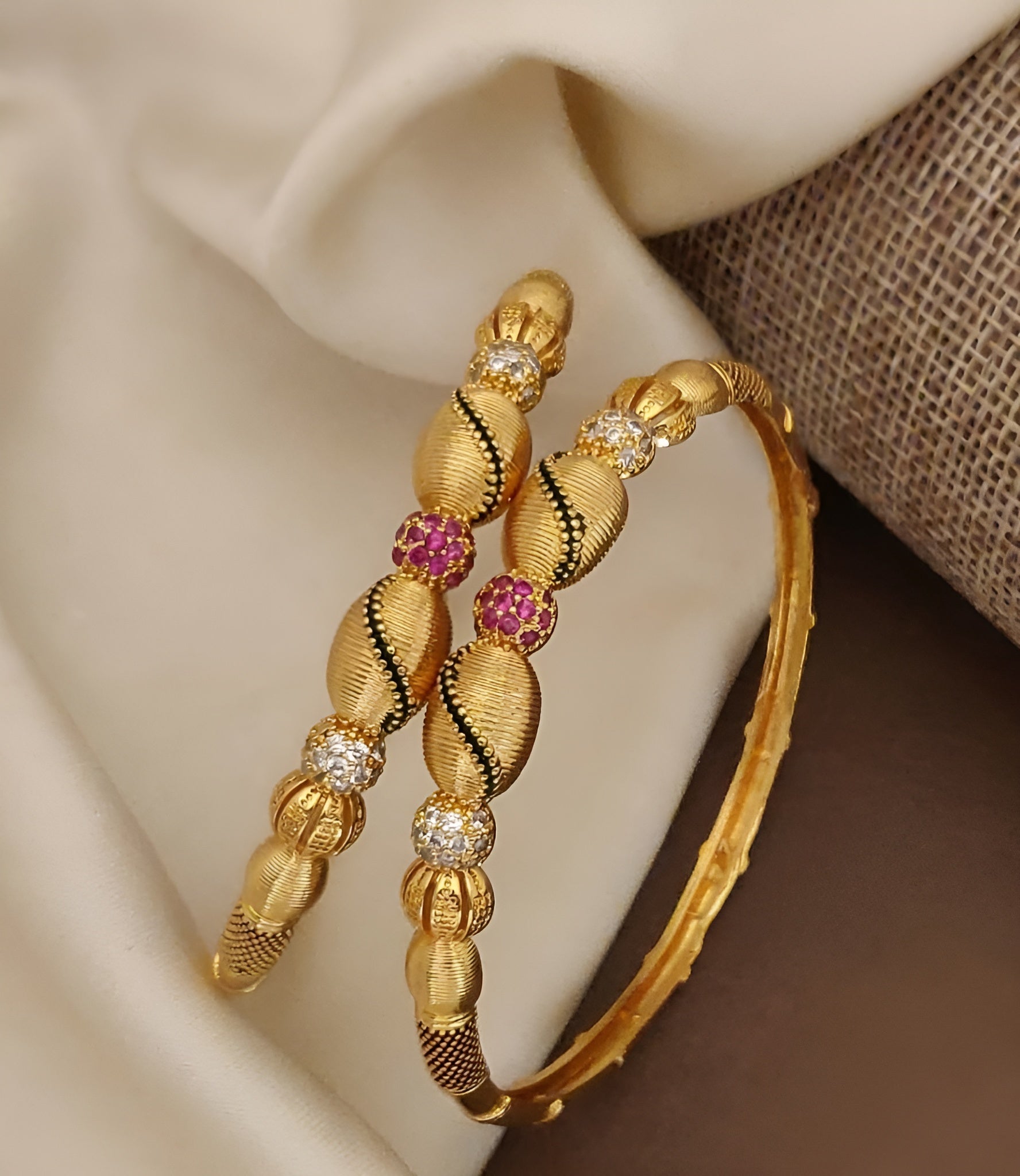Jewels Kafe Gold Plated Bangle Set of 2 2.8